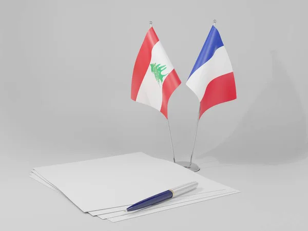 France Lebanon Agreement Flags White Background Render — Stock Photo, Image