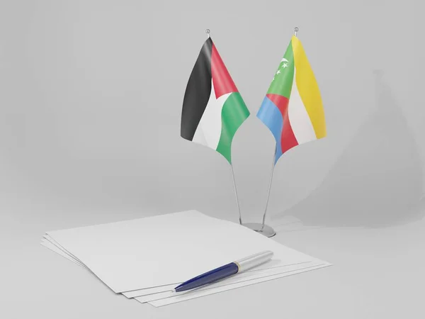 Komoren Jordanische Flaggen Weißer Hintergrund Render — Stockfoto