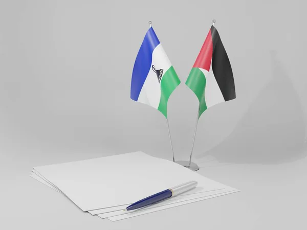 Jordanien Lesotho Abkommen Flaggen Weißer Hintergrund Render — Stockfoto