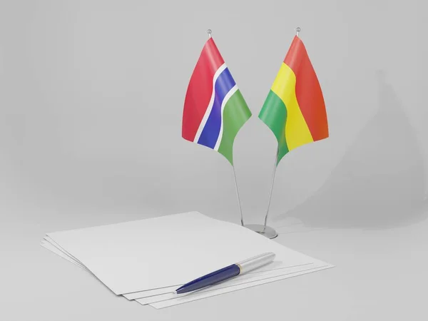 Bolivia Gambia Agreement Flags White Background Render — Stock Photo, Image