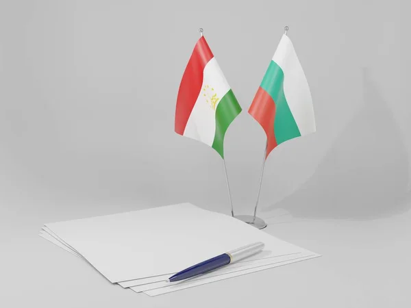 Болгарія Таджикистан Договір Прапори Білий Фон Рендер — стокове фото