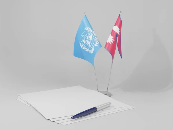 Nepal Bandeiras Acordo Das Nações Unidas Fundo Branco Render — Fotografia de Stock