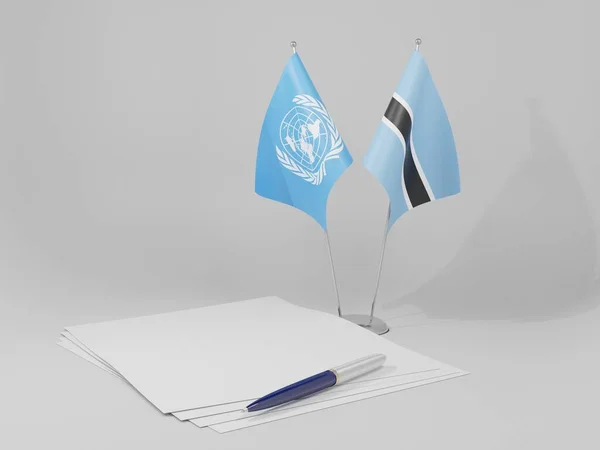 Μποτσουάνα Συμφωνία Των Ηνωμένων Εθνών Σημαίες Λευκό Φόντο Render — Φωτογραφία Αρχείου