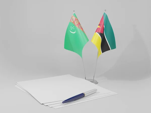 Mozambique Turkmenistan Agreement Flags White Background Render — Stock Photo, Image