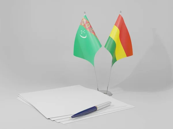 Bolivia Turkmenistan Agreement Flags White Background Render — Stock Photo, Image
