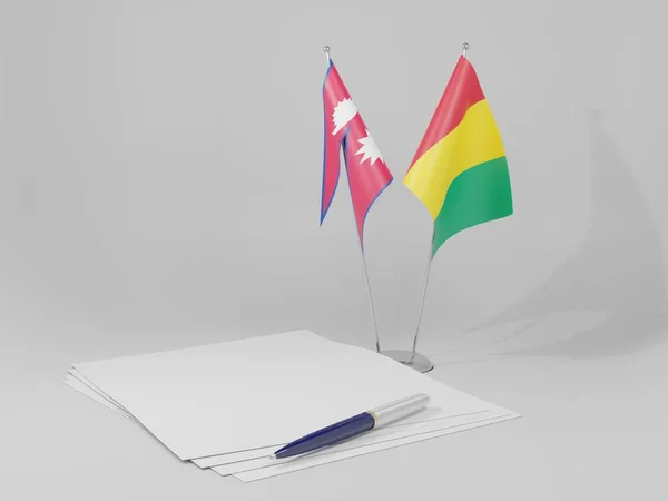 Guinea Nepal Agreement Flags White Background Render — Stock Photo, Image