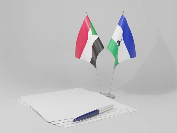 Lesotho Flaggen Des Sudan Abkommens Weißer Hintergrund Render — Stockfoto