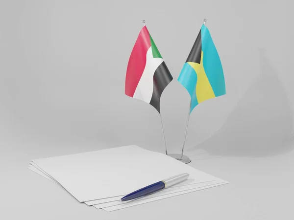Bahamas Sudan Agreement Flags White Background Render — 스톡 사진