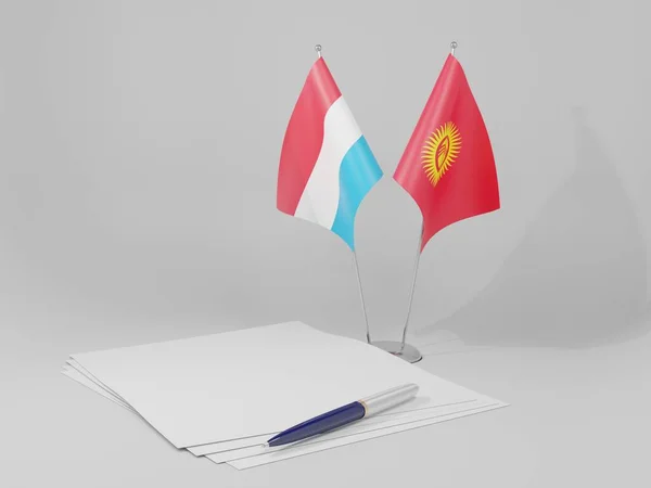 Kyrgyzstan Люксембурзька Угода Flags White Background Render — стокове фото