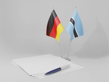 Botswana - Almanya Anlaşması Bayrakları, Beyaz Arkaplan - 3D Hazırlama