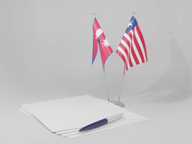 Liberia - Nepal Agreement Flags, White Background - 3D Render clipart