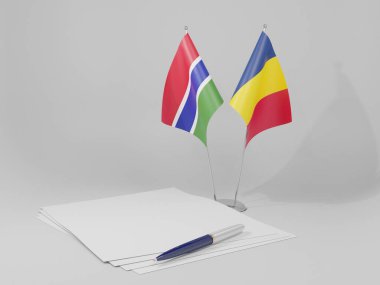 Chad - Gambia Agreement Flags, White Background - 3D Render clipart