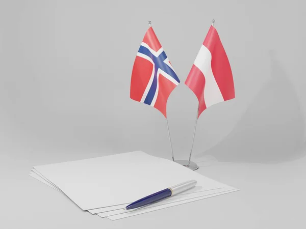 Ausztria Norvégia Megállapodás Zászlók Fehér Háttér Render — Stock Fotó
