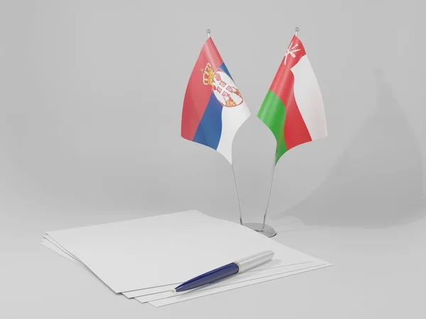 Oman Serbia Agreement Flags White Background Render — Stock Photo, Image