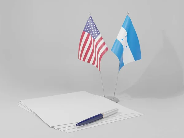 ホンジュラス 米国の協定旗 白い背景 3Dレンダリング — ストック写真