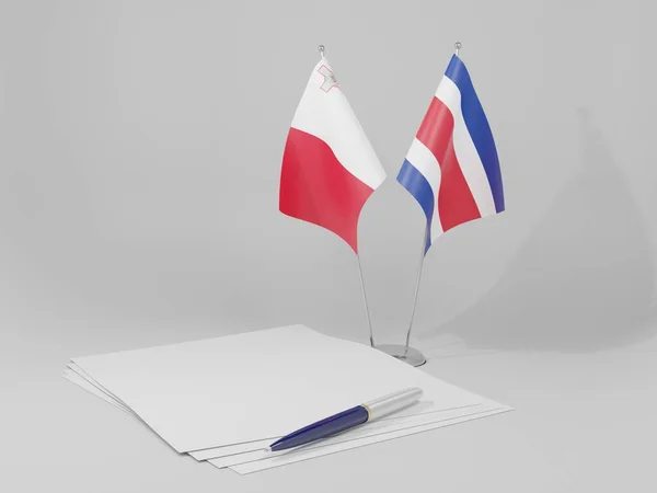 哥斯达黎加 马耳他协定旗帜 白色背景 3D渲染 — 图库照片