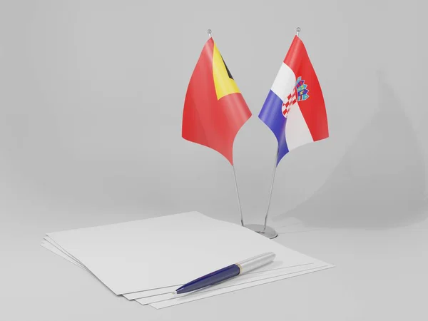 Croatie Drapeaux Accord Timor Oriental Fond Blanc Render — Photo