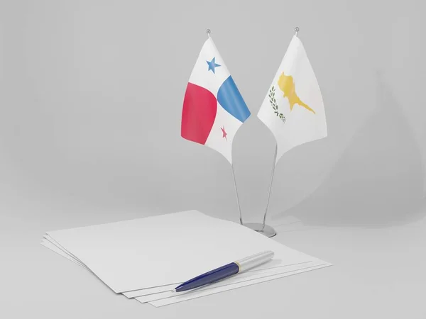 Chipre Bandeiras Acordo Panamá Fundo Branco Render — Fotografia de Stock