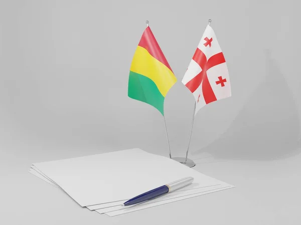 Géorgie Drapeaux Accord Guinée Fond Blanc Render — Photo