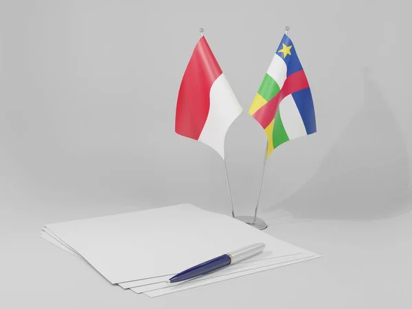 Central African Republic Indonesia Agreement Flags White Background Render — Stock Photo, Image