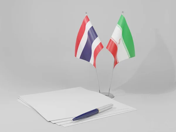 Irã Tailândia Acordo Bandeiras Fundo Branco Render — Fotografia de Stock