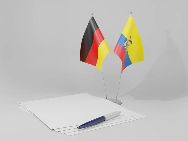 Banderas Del Acuerdo Ecuador Alemania Fondo Blanco Render —  Fotos de Stock