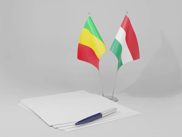 Drapeaux Accord Hongrie Mali Fond Blanc Render — Photo