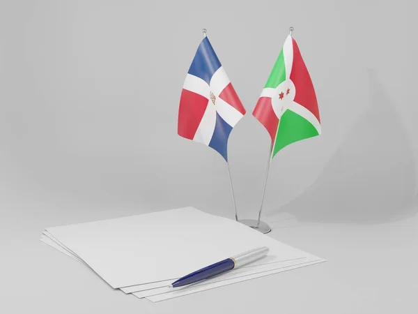 Burundi República Dominicana Acordos Bandeiras Fundo Branco Render — Fotografia de Stock
