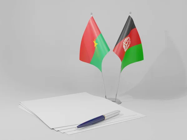 Afeganistão Bandeiras Acordo Burkina Faso Fundo Branco Render — Fotografia de Stock