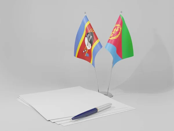 Σημαίες Της Συμφωνίας Ερυθραίας Σουαζιλάνδης Λευκό Φόντο Render — Φωτογραφία Αρχείου