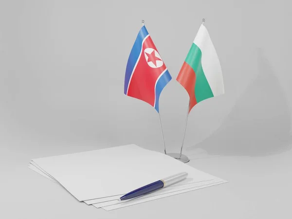 Bulgarien Nordkorea Abkommen Flaggen Weißer Hintergrund Render — Stockfoto