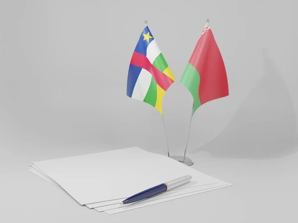 Biélorussie Drapeaux Accord République Centrafricaine Fond Blanc Render — Photo