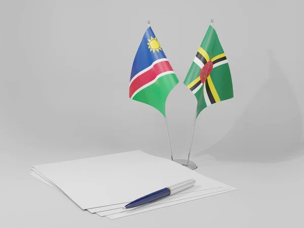 Dominica Bandiere Dell Accordo Namibia Sfondo Bianco Render — Foto Stock