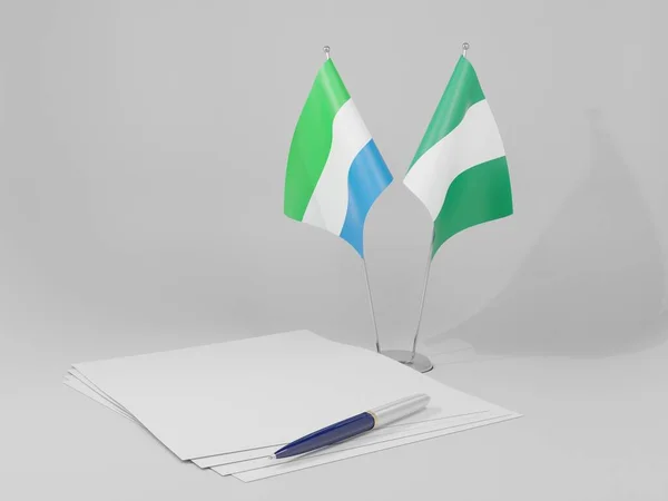 Nigéria Serra Leoa Acordo Bandeiras Fundo Branco Render — Fotografia de Stock