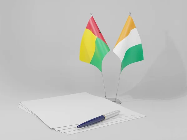 Côte Ivoire Guinea Bissau Abkommen Flaggen Weißer Hintergrund Render — Stockfoto