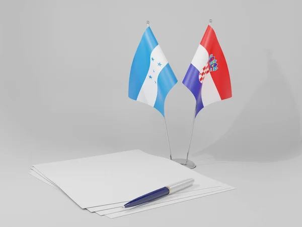 Croatie Drapeaux Accord Honduras Fond Blanc Render — Photo