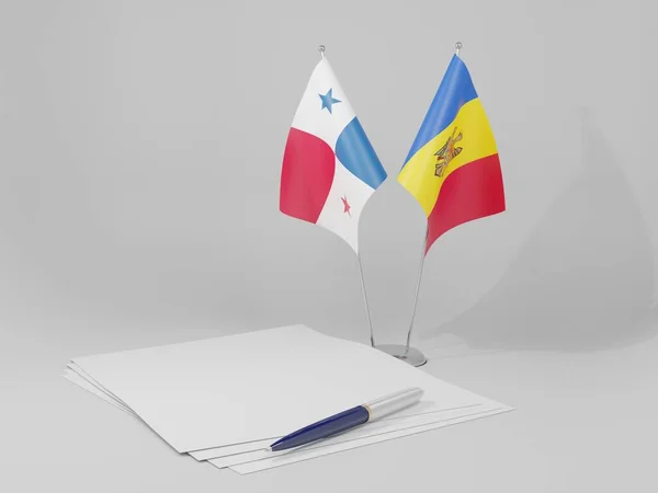 Moldavsko Panamská Dohoda Vlajky Bílé Pozadí Vykreslování — Stock fotografie