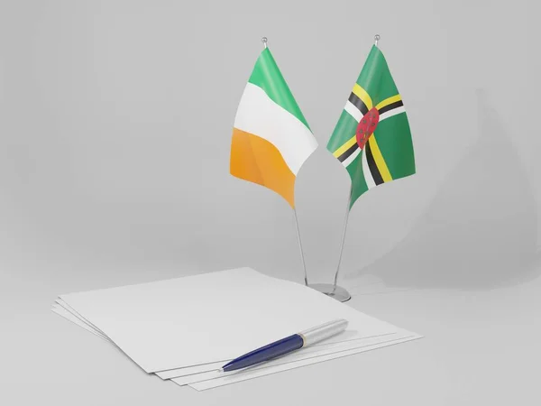 Dominica Bandiere Dell Accordo Irlanda Sfondo Bianco Render — Foto Stock