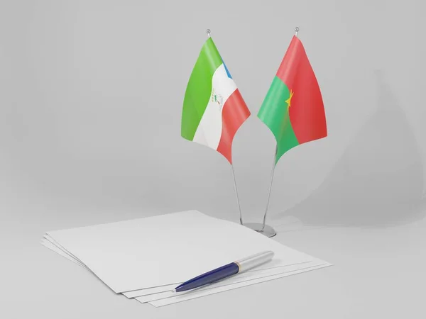 Burkina Faso Drapeaux Accord Guinée Équatoriale Fond Blanc Render — Photo