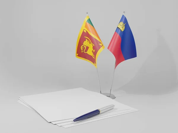 Liechtenstein Sri Lanka Agreement Flags White Background Render — Stock Photo, Image