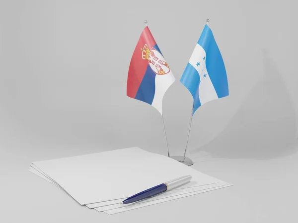 Honduras Serbia Agreement Flags White Background Render — Stock Photo, Image