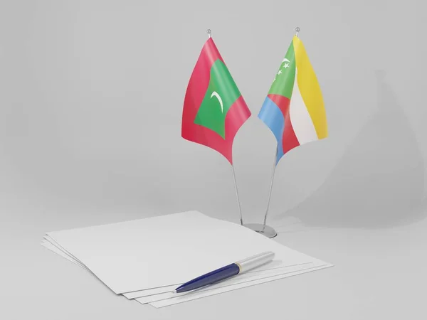 Comoros Maldives Agreement Flags White Background Render — Stock Photo, Image