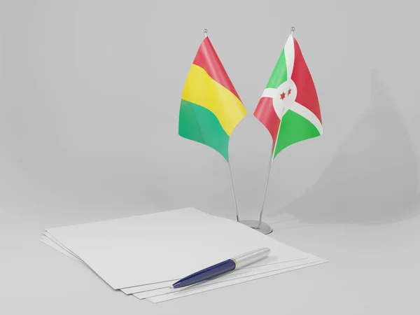 Burundi Banderas Del Acuerdo Guinea Fondo Blanco Render — Foto de Stock