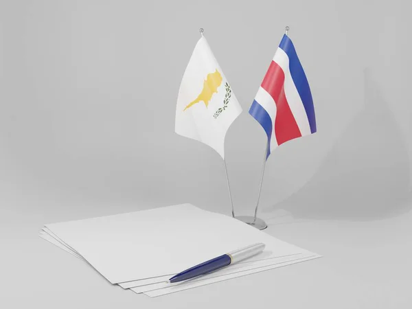 Costa Rica Banderas Del Acuerdo Chipre Fondo Blanco Render —  Fotos de Stock