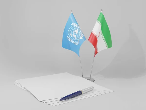 イラン 国際連合協定旗 白の背景 3Dレンダリング — ストック写真
