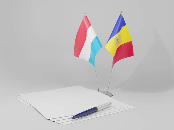 Andorra Luxembourg Agreement Flags White Background Render — Stock Photo, Image