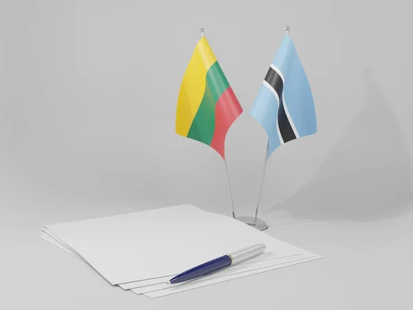Botswana Lithuania Agreement Flags White Background Render — Stock Photo, Image