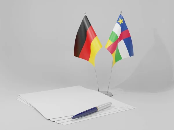 中非共和国 德国协定旗帜 白色背景 3D渲染 — 图库照片