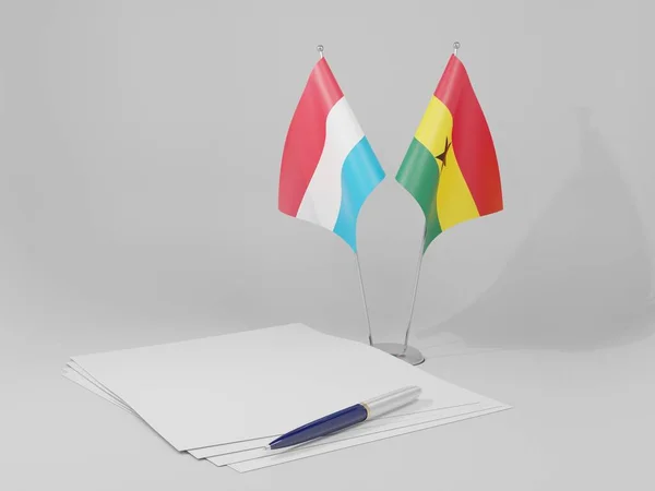 Ghana Drapeaux Accord Luxembourg Fond Blanc Render — Photo