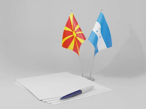 Honduras Macedonia Agreement Flags White Background Render — Stock Photo, Image